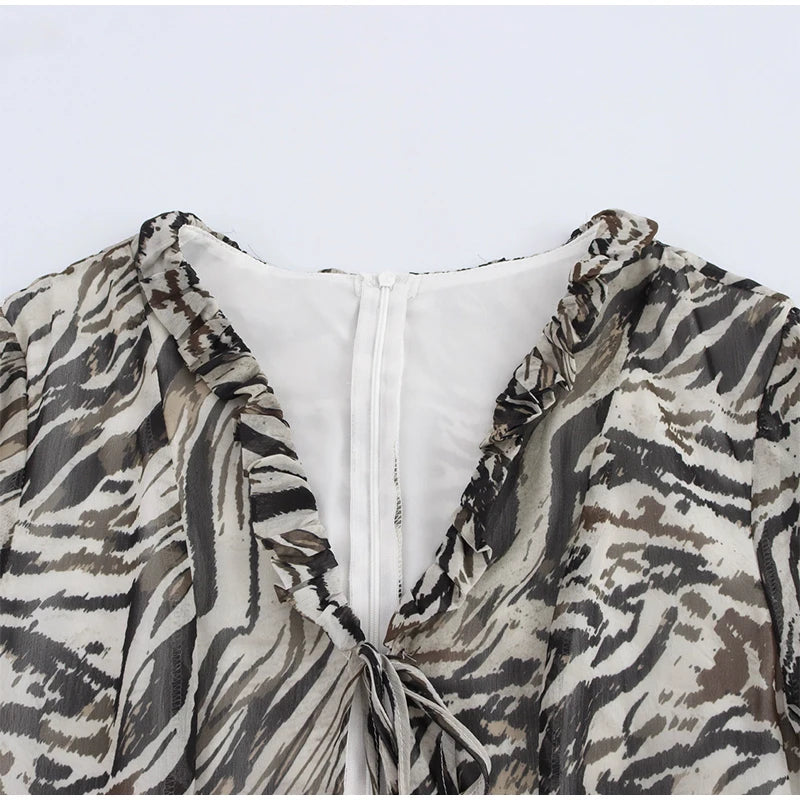 Casual Tiger Stripe Lace Up Women Dress.