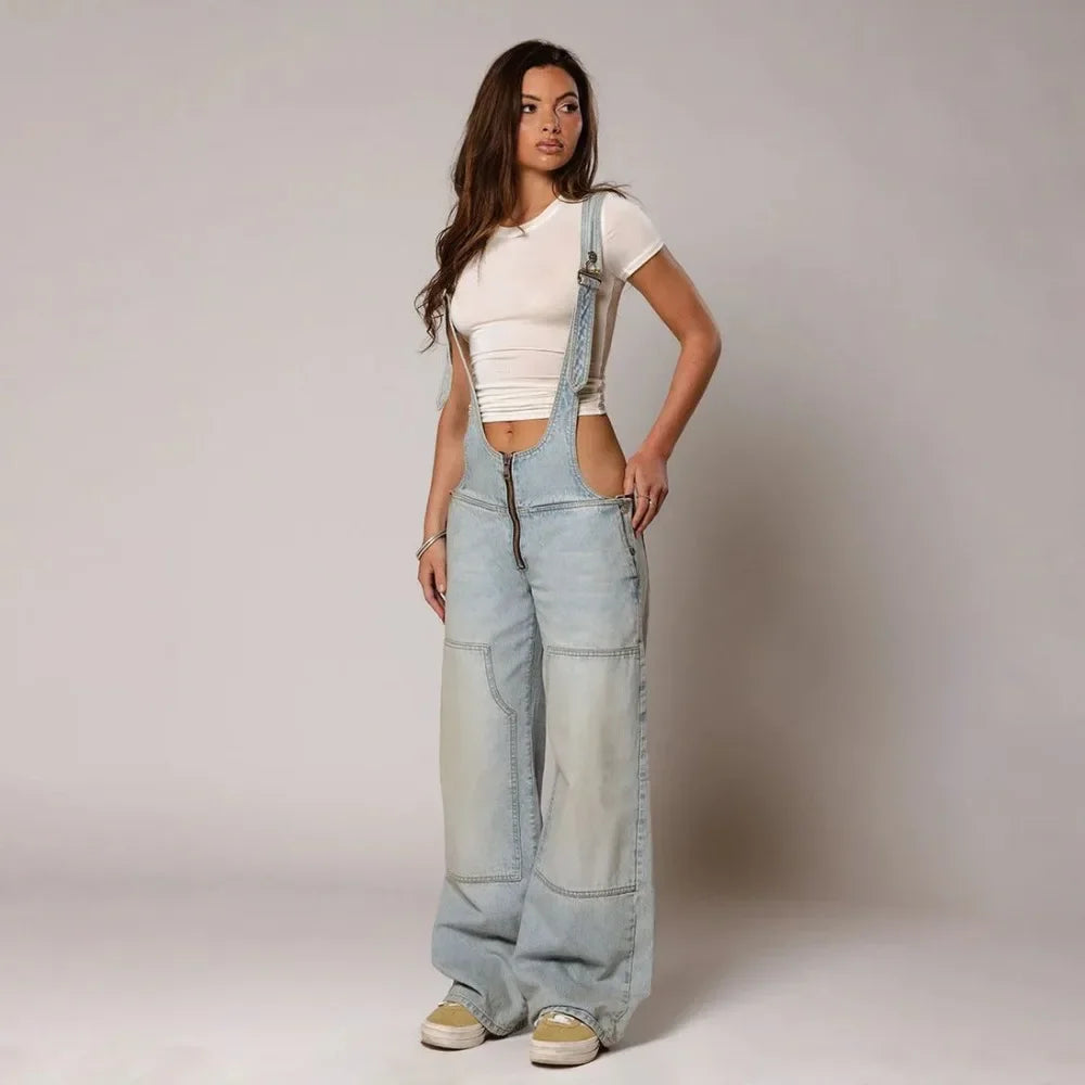 Overalls Backless Vintage Full Length Jeans.