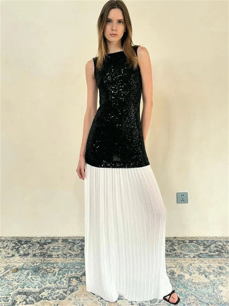 Sequins  Elegant Backless Long Dress.