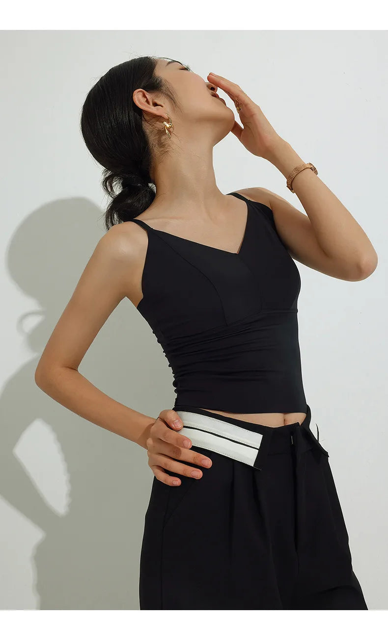 Women  Beautiful Back Underwear With Chest Pad Seamless Vest Elastic Slim Tank Tops
