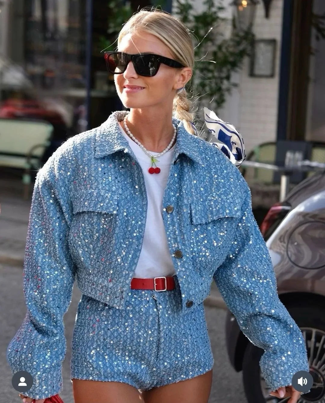 New Arrival  Denim Sequins Jackets Shorts