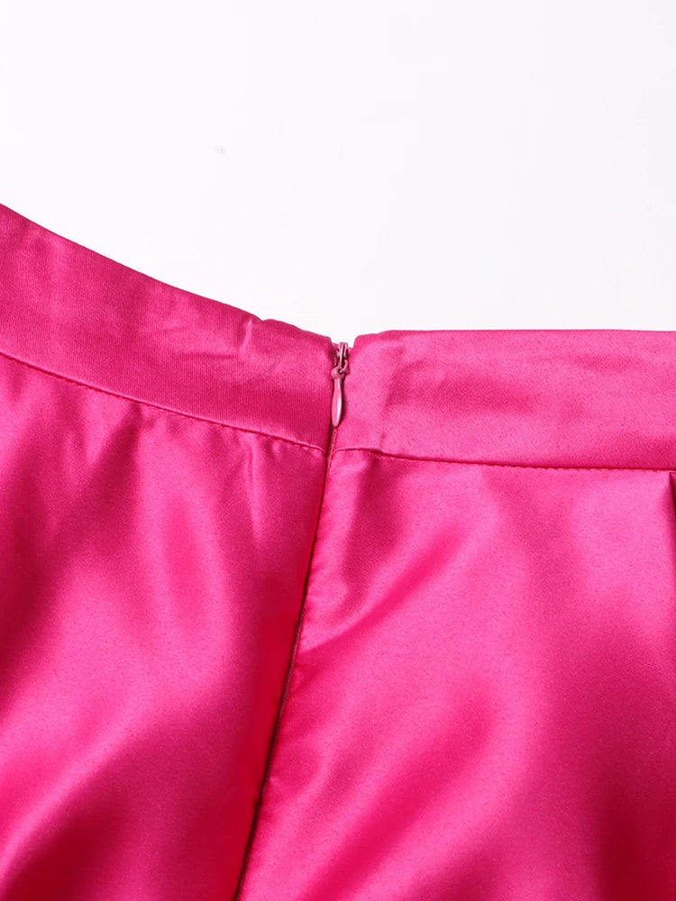 Two Piece Sets, Stand Collar Short Sleeve Spliced Sequins Tops High Waist Skirt Chic.