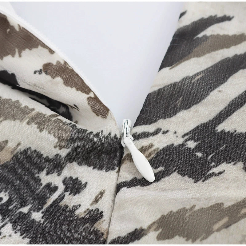 Casual Tiger Stripe Lace Up Women Dress.