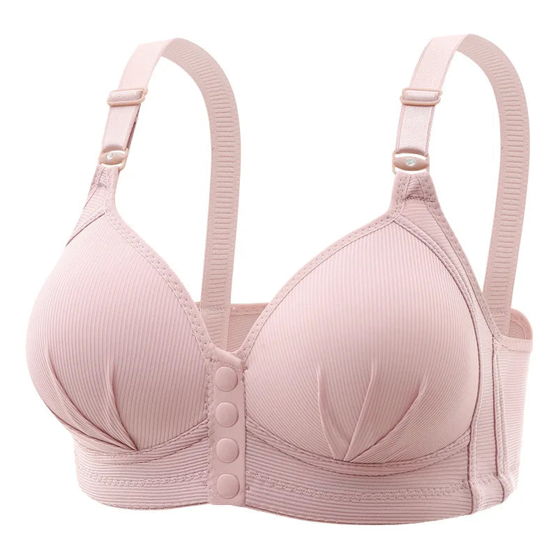Front button bra underwear no underwire breathable comfortable traceless invisible hollow print adjustable@G102