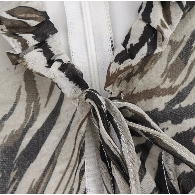 Casual Tiger Stripe Lace Up Women Dress.