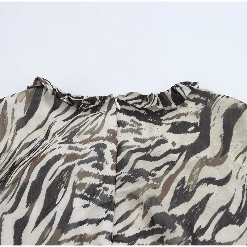 Casual Tiger Stripe Lace Up Women Dress.