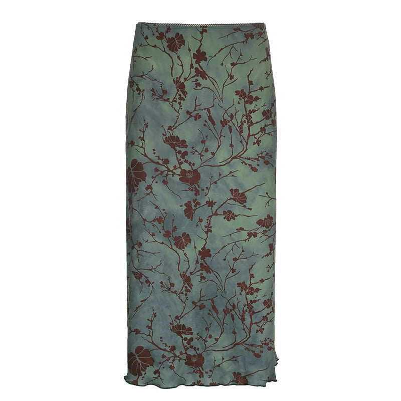 Vintage Low Rise Straight Midi Skirt.