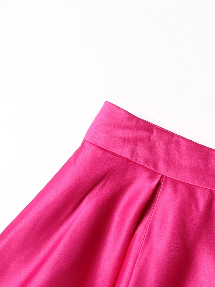 Two Piece Sets, Stand Collar Short Sleeve Spliced Sequins Tops High Waist Skirt Chic.