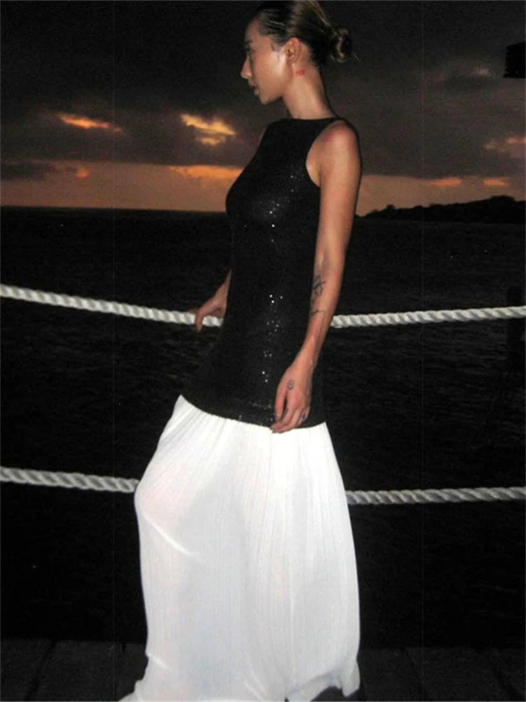 Sequins  Elegant Backless Long Dress.