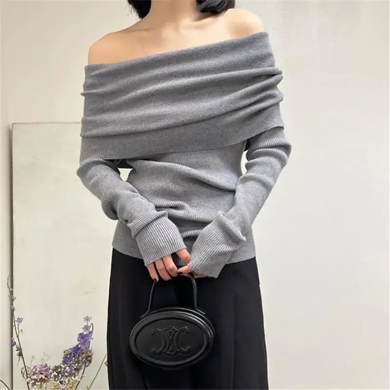 Chic, Soft, High Stretch Knitted Pullovers Top.