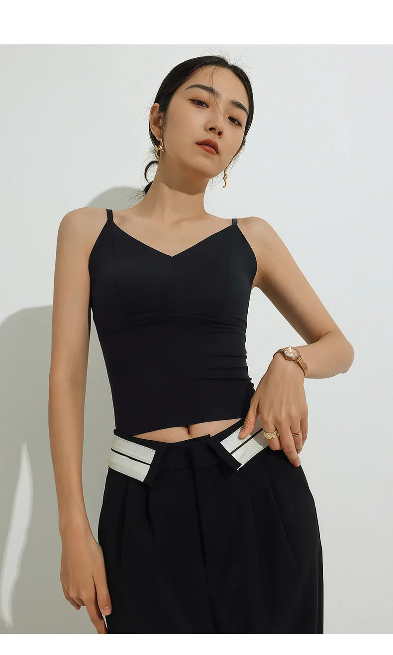 Women  Beautiful Back Underwear With Chest Pad Seamless Vest Elastic Slim Tank Tops