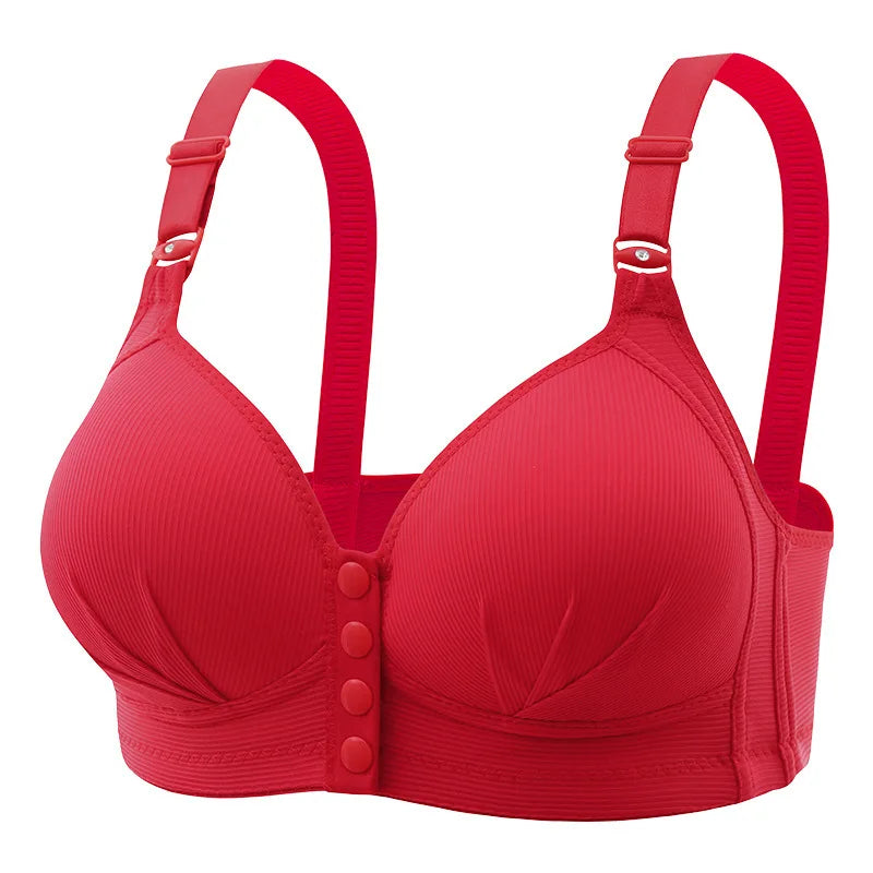 Front button bra underwear no underwire breathable comfortable traceless invisible hollow print adjustable@G102