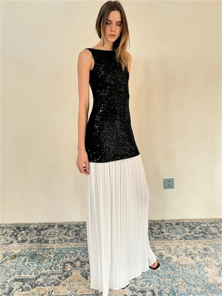 Sequins  Elegant Backless Long Dress.