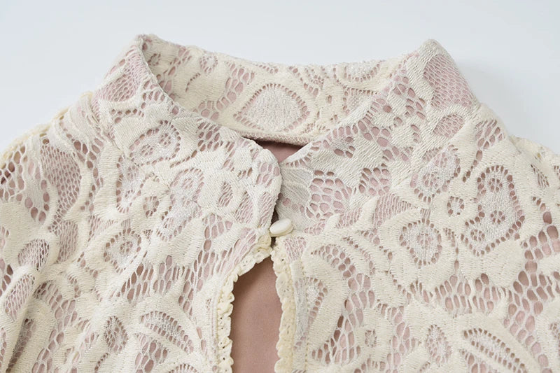 Vintage Long Sleeve Lace Mini Dress.