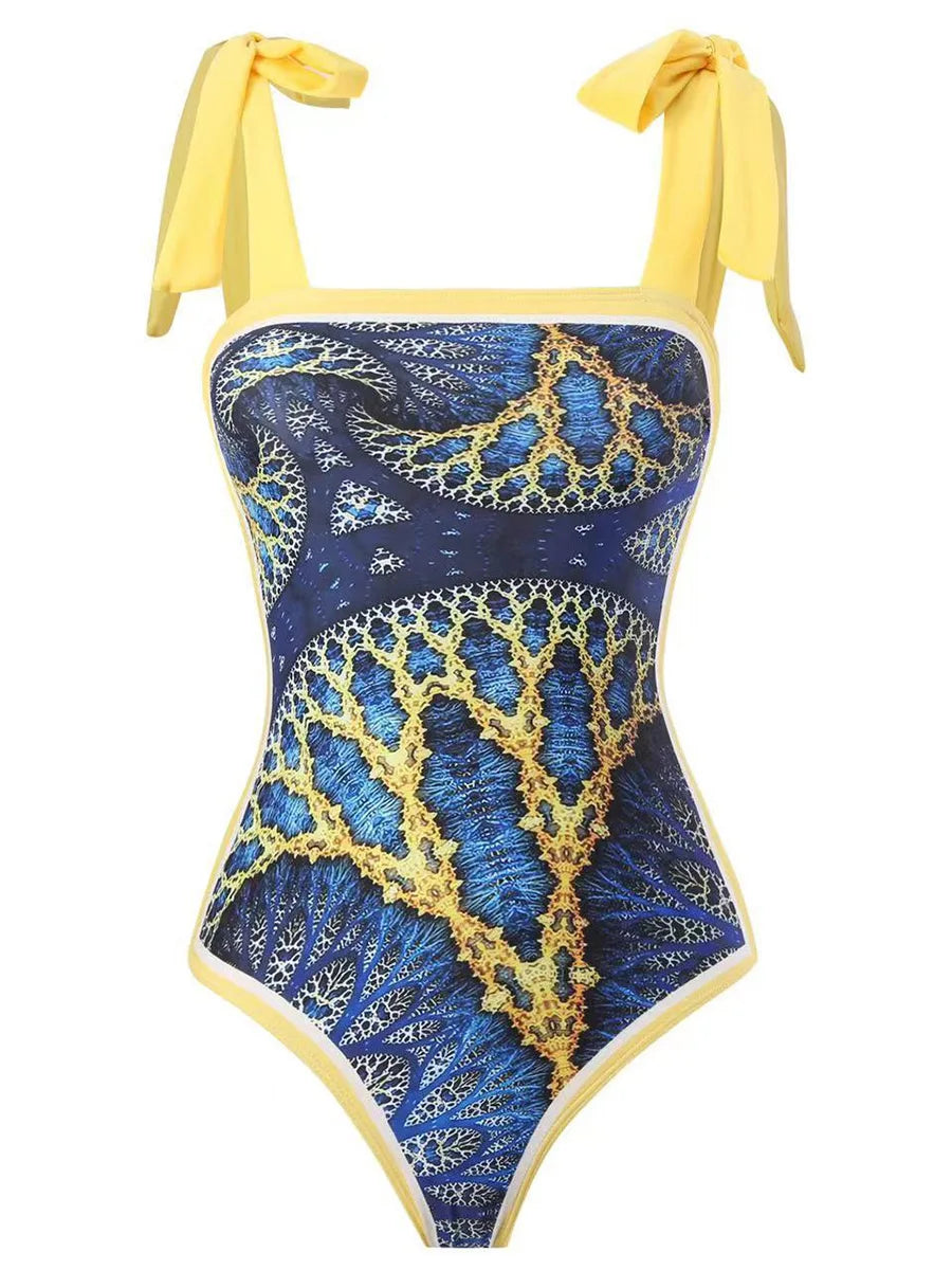 One Piece Swimsuit & Vent Skirt Padded  Women Bathing Suit