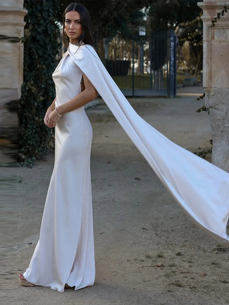 Solid Backless Off Shoulder Dress.
