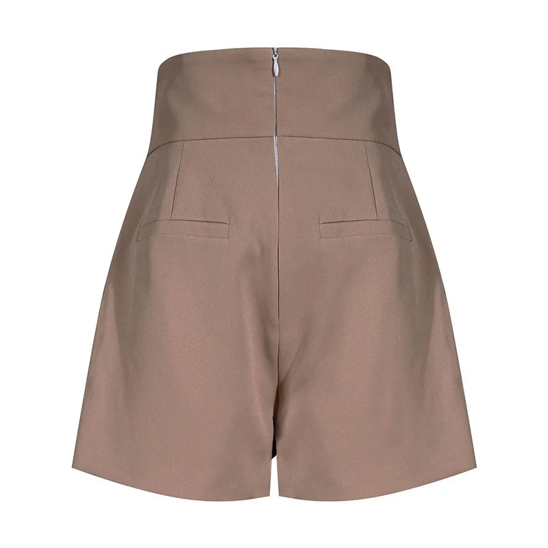 Elegant Patchwork Shorts High Waist