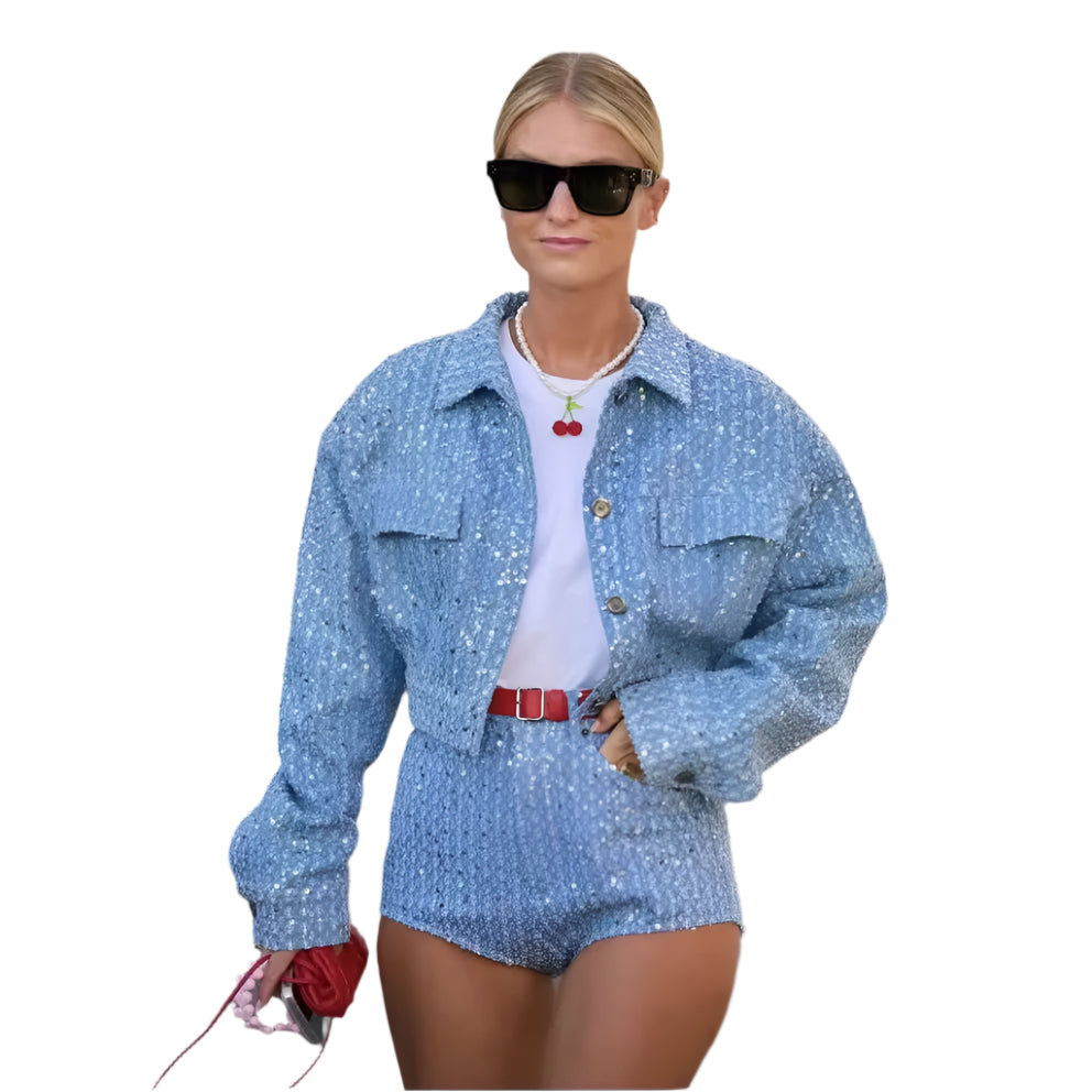 New Arrival  Denim Sequins Jackets Shorts