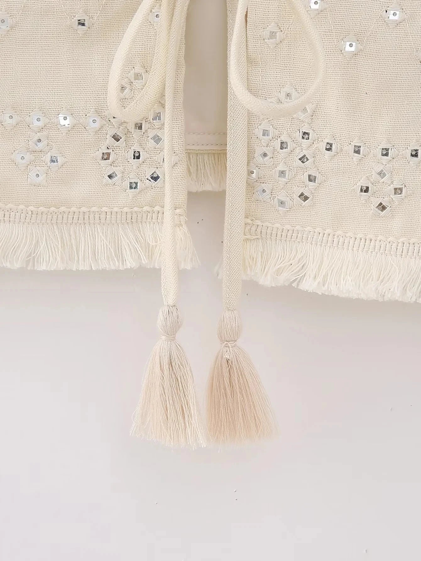 Embroidery  Waistcoats Summer Lightweight  Neck Sleeveless Tassels.