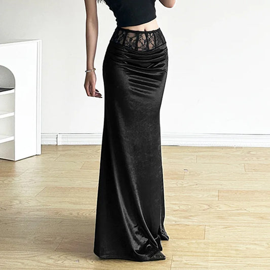Lace Patchwork  Long Skirt.