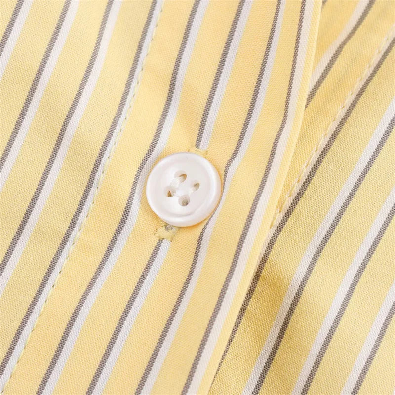 Long-sleeved, Striped Loose Shirt, High Waist Trousers Suit