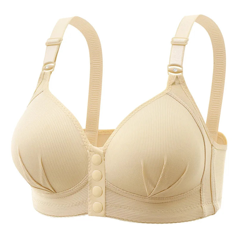 Front button bra underwear no underwire breathable comfortable traceless invisible hollow print adjustable@G102
